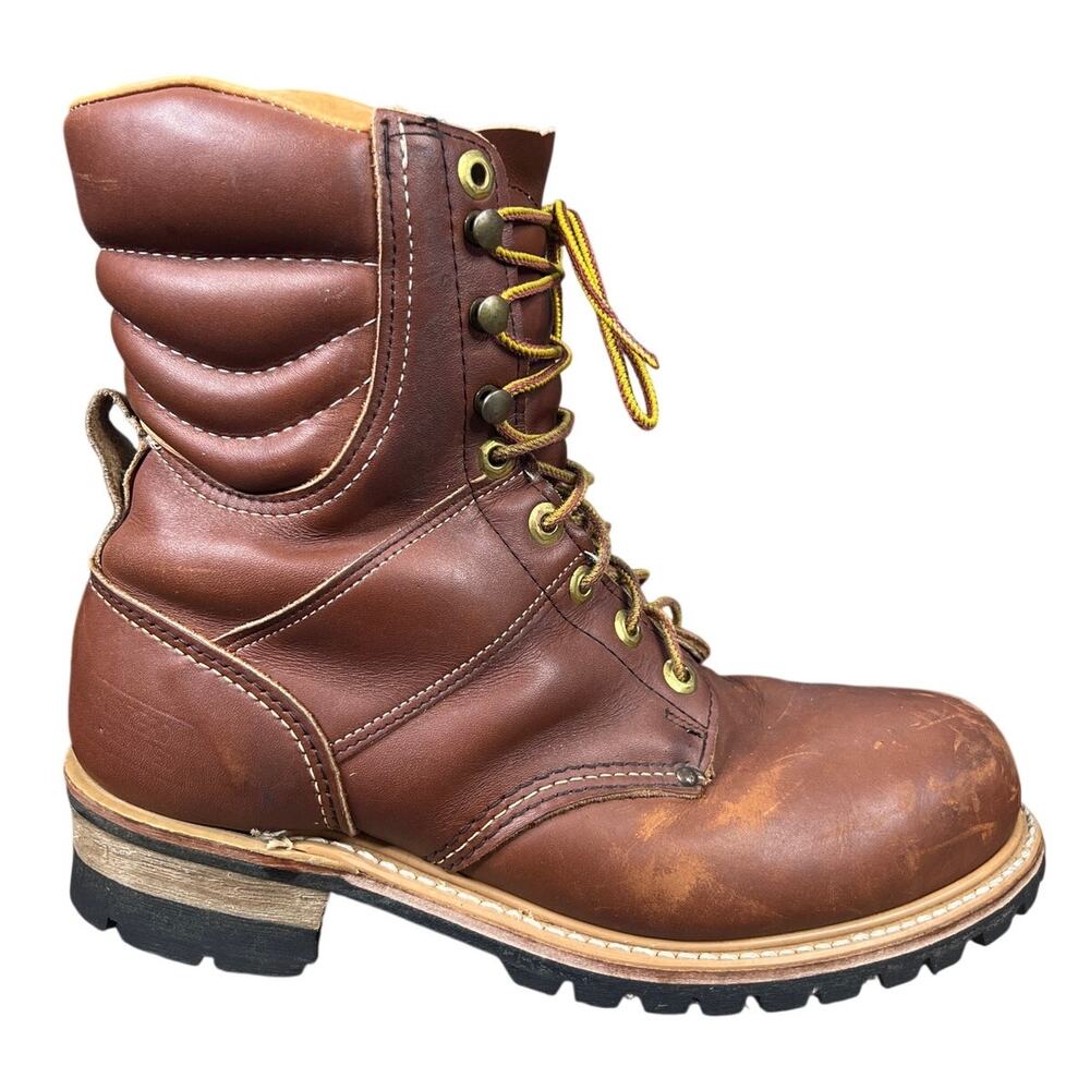 Vintage Carolina Men’s Brown Leather Logger Work Boots Size US 9